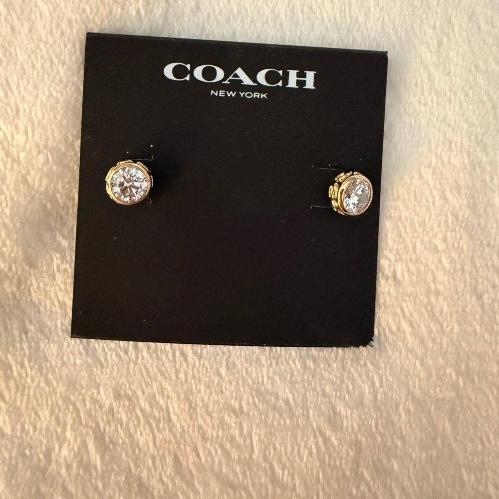 Coach Gold and Silver Crystal Stud Earrings